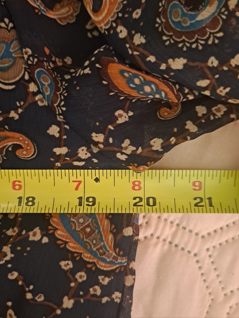 Lark & Grey Navy Paisley Tiered Long Sleeve Dress XL - Picture 3 of 9
